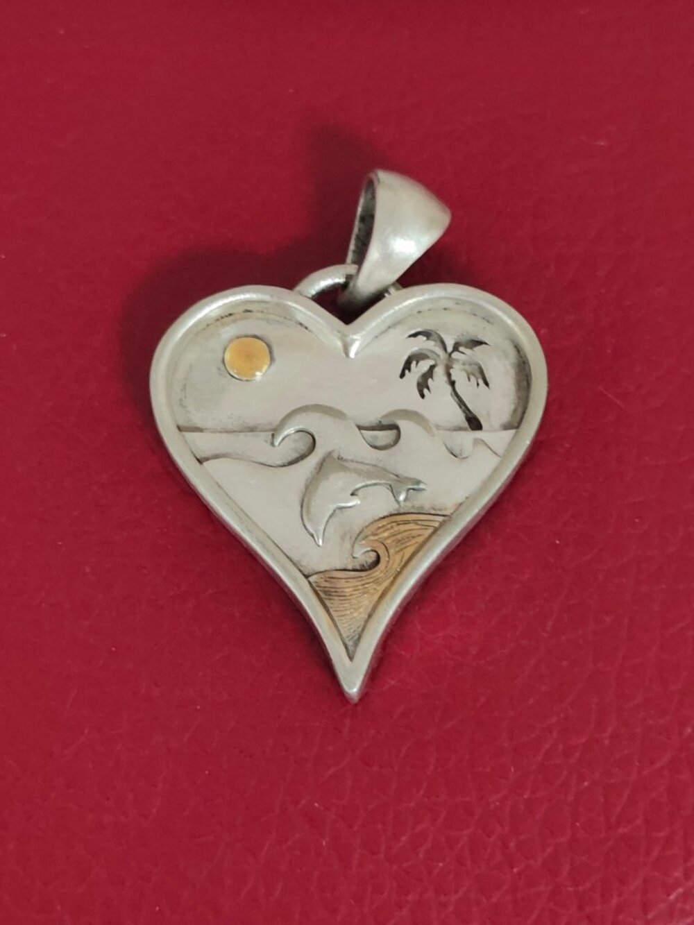 Heart Dolphin Ocean Wave Palm Tree Pendant Tropical Beach Charm S925 Silver